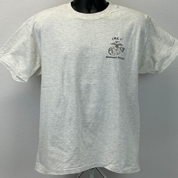 Vintage 90s USMC Marine Corps MC3 T Shirt Military MCLB Barstow USA Gray L Large - Picture 2 of 7